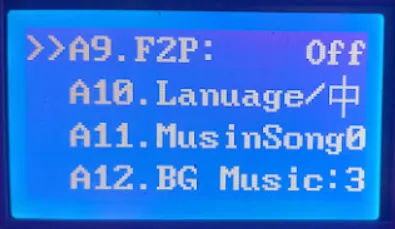Ekran 2 opcije menija A (osnovna podešavanja) mašine za kandžu.