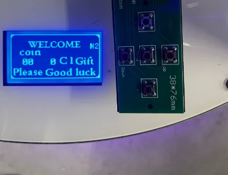 The XL Gumball machine's display showing the coin/price readout.