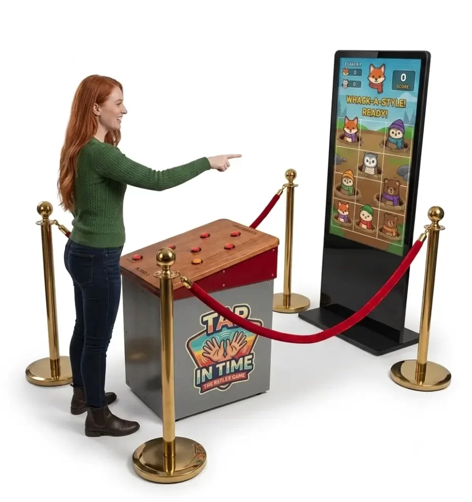 whack a mole style event game "tap in time" personalized
