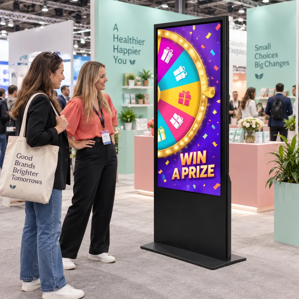 Alquiler de quiosco con rueda de premios digital: pantalla táctil de 55 pulgadas para eventos