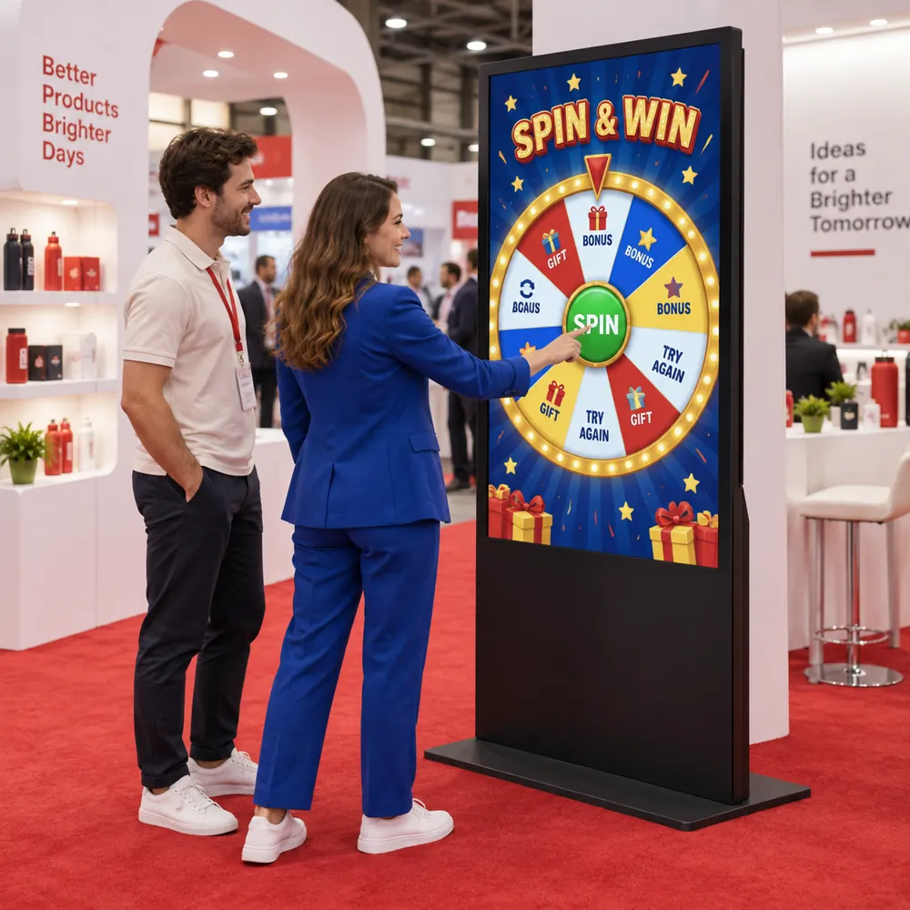 Alquiler de quiosco con rueda de premios digital: pantalla táctil de 55 pulgadas para eventos